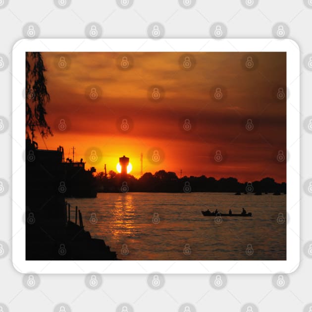 Sunset in the Danube Delta Sticker by NxtArt